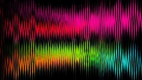 Glowing blurred light stripes in motion over on background. Colorful rays. Le Stock Illustration