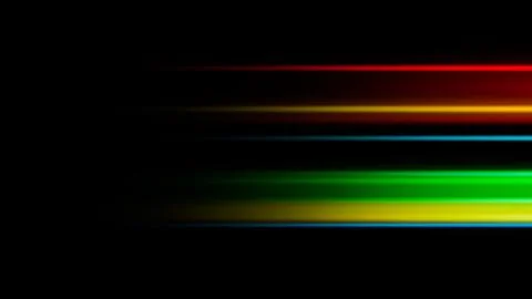 Glowing blurred light stripes in motion over on background. Colorful rays. Le Stock Illustration