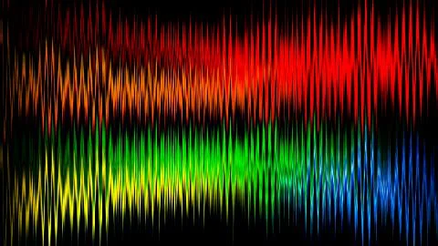 Glowing blurred light stripes in motion over on background. Colorful rays. Le Stock Illustration