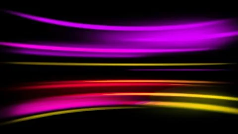 Glowing blurred light stripes in motion over on background. Colorful rays. Le Stock Illustration