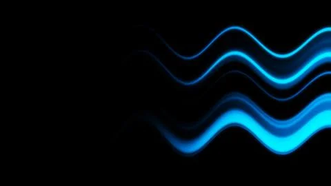 Glowing blurred light stripes in motion over on background. Colorful rays. Le Stock Illustration