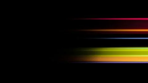 Glowing blurred light stripes in motion over on background. Colorful rays. Le Stock Illustration