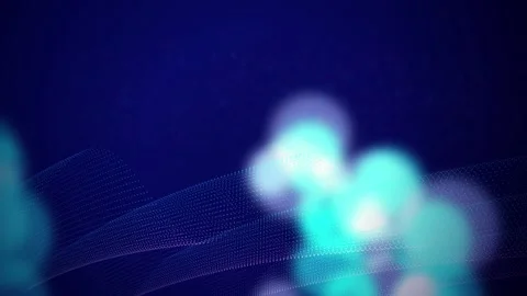 Glowing bokeh light spheres drift over waving particle grids in a seamless l Stock Footage 341070641