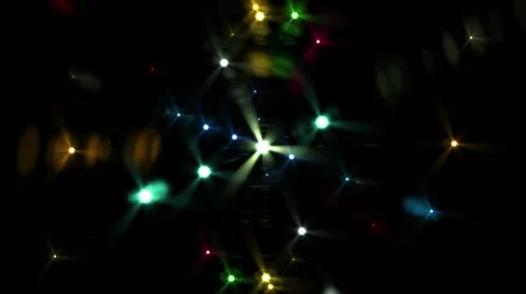 Glowing Bokeh Orb Rainbow Particles on a Black Background HD Vidéo 59985256