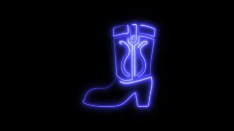 Glowing Boot Icon and Symbol in HD Video Neon Animation on Black Background Stock Footage 304558006