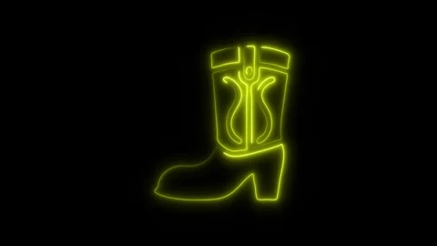 Glowing Boot Icon and Symbol in HD Video Neon Animation on Black Background Stock Footage 304558009