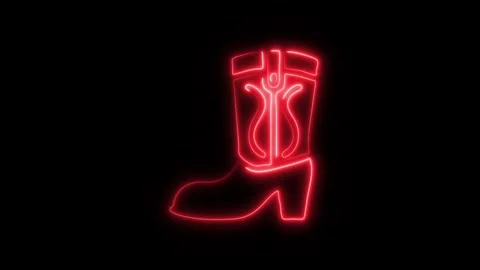 Glowing Boot Icon and Symbol in HD Video Neon Animation on Black Background Stock Footage 304558011