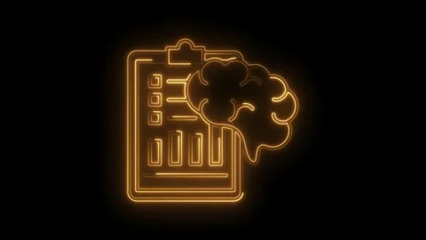 Glowing brain and statistics clipboard icon animation symbolizing data anal.. Stock Footage 312332020