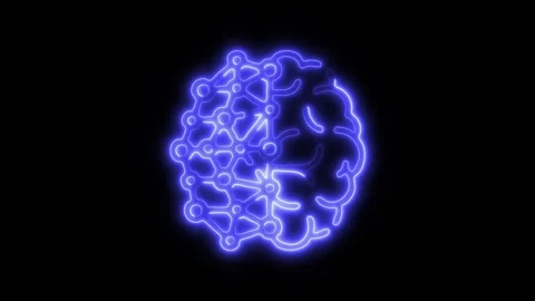 Glowing Brain Artificial Intelligence Icon and Symbol in HD Video Neon 库存影片 304556814