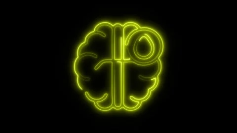 Glowing Brain Cerebral Icon and Symbol in HD Video Neon 库存影片 304556784