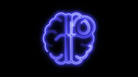 Glowing Brain Cerebral Icon and Symbol in HD Video Neon 库存影片 304556786