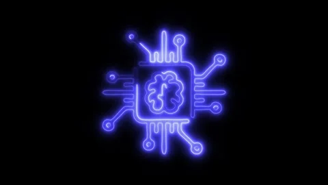 Glowing Brain Chip Icon and Symbol in HD Video Neon 库存影片 304556981