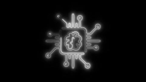Glowing Brain Chip Icon and Symbol in HD Video Neon 스톡 동영상 304556984