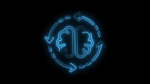 Glowing brain with circulating arrows represents mind process and memory re.. Stock Footage 309292528