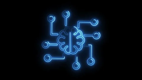 Glowing brain connected to network nodes on black background artificial int.. Stock Footage 308192728