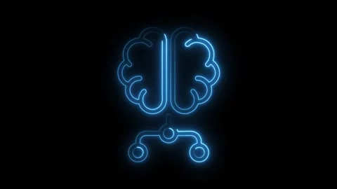 Glowing brain connection neon style animation digital neural network concep.. Stock Footage 314649510