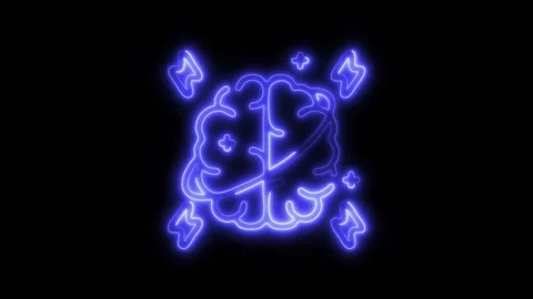 Glowing Brain Creativity Icon and Symbol in HD Video Neon 스톡 동영상 304557058