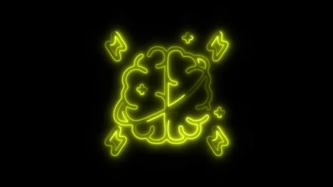 Glowing Brain Creativity Icon and Symbol in HD Video Neon Vídeos de archivo 304557059