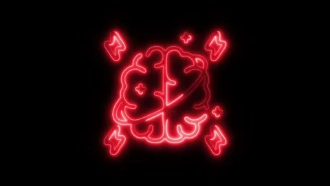 Glowing Brain Creativity Icon and Symbol in HD Video Neon Vídeos de archivo 304557063