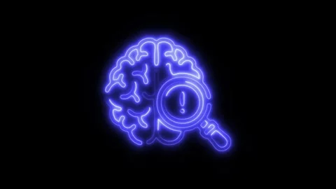 Glowing Brain Damage Icon and Symbol in HD Video Neon Stock Footage 304556928