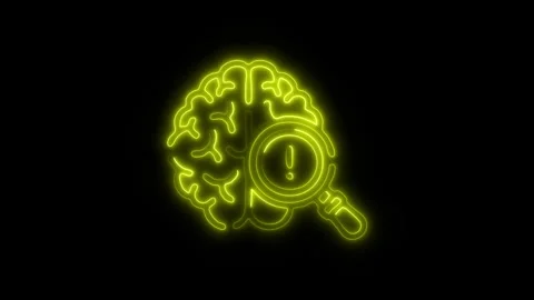 Glowing Brain Damage Icon and Symbol in HD Video Neon Видео 304556929