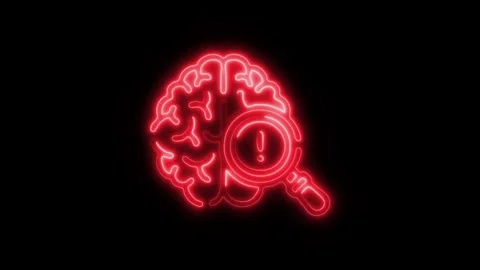 Glowing Brain Damage Icon and Symbol in HD Video Neon Stock-Footage 304556931