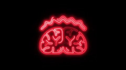 Glowing Brain Dementia Icon and Symbol in HD Video Neon 库存影片 304556759
