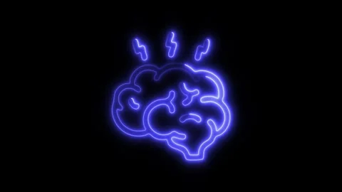 Glowing Brain Dementia Icon and Symbol in HD Video Neon Stock Footage 304556934