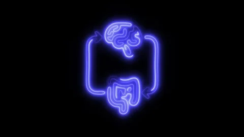 Glowing Brain Gut Icon and Symbol in HD Video Neon 스톡 동영상 304556915