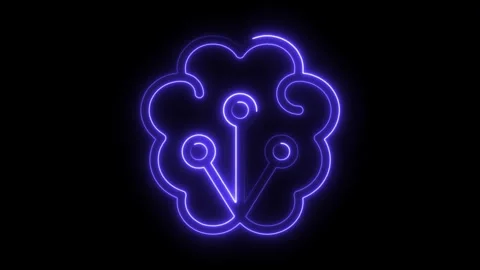 Glowing brain icon artificial intelligence concept animation Stock Footage 308191365