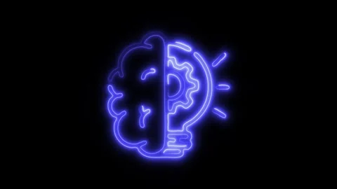 Glowing Brain Idea Icon and Symbol in HD Video Neon 库存影片 304557069