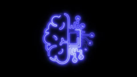 Glowing Brain Machine Learning Icon and Symbol in HD Video Neon Stock-Footage 304556938