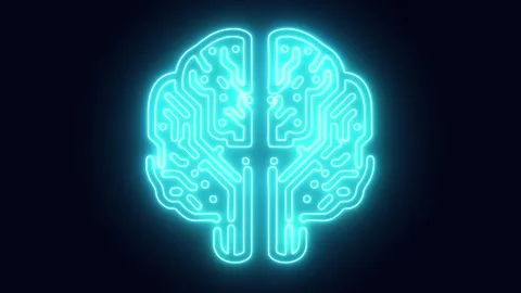 A glowing brain made in the form of an electronic circuit. Vídeo Stock 303468338