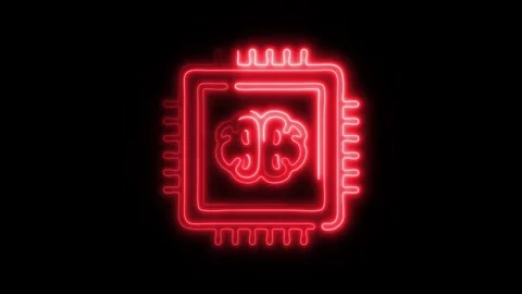 Glowing Brain Memorization Icon and Symbol in HD Video Neon Stock-Footage 304556881