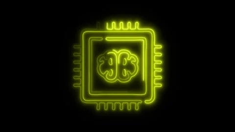 Glowing Brain Memorization Icon and Symbol in HD Video Neon Stock-Footage 304556883