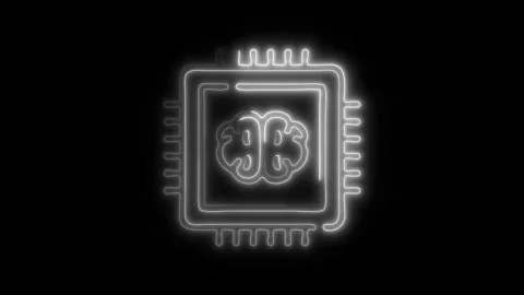 Glowing Brain Memorization Icon and Symbol in HD Video Neon 스톡 동영상 304556886