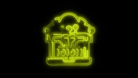 Glowing Brain Neural Icon and Symbol in HD Video Neon Stock-Footage 304556778