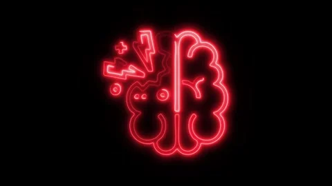 Glowing Brain Paralyzed Icon and Symbol in HD Video Neon Stock Footage 304556994
