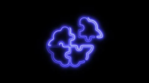 Glowing Brain Puzzle Icon and Symbol in HD Video Neon 库存影片 304556889