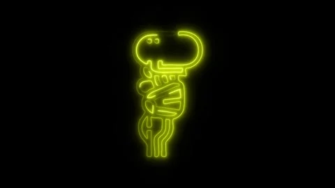 Glowing Brain Stem Icon and Symbol in HD Video Neon 库存影片 304556727