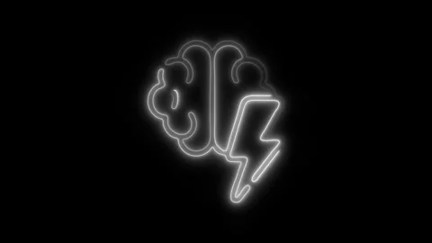 Glowing Brain Storm Icon and Symbol in HD Video Neon 库存影片 304556851