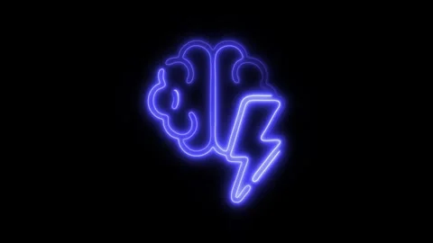 Glowing Brain Storm Icon and Symbol in HD Video Neon 库存影片 304556854