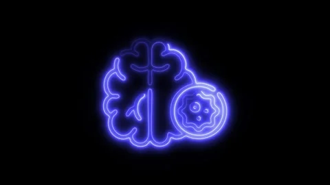 Glowing Brain Tumor Icon and Symbol in HD Video Neon Stock Footage 304556969