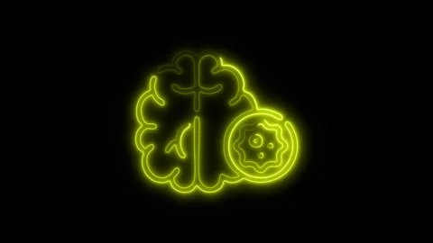 Glowing Brain Tumor Icon and Symbol in HD Video Neon 库存影片 304556971