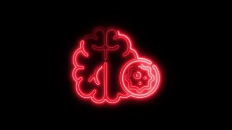 Glowing Brain Tumor Icon and Symbol in HD Video Neon Stock-Footage 304556975