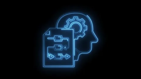 Glowing brainstorming diagram with flowchart and head silhouette concept on.. Stock Footage 312320190