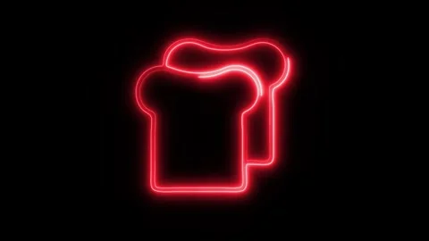 Glowing Bread Icon in HD Video Neon Animation Stock Footage 304554732