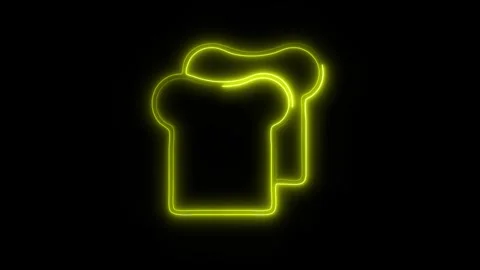 Glowing Bread Icon in HD Video Neon Animation Vídeo Stock 304554733