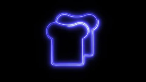 Glowing Bread Icon in HD Video Neon Animation Video stock 304554737