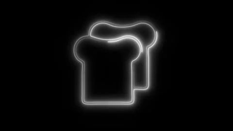 Glowing Bread Icon in HD Video Neon Animation Vídeos de archivo 304554738
